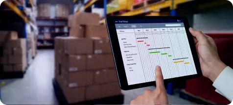 Logistics software on tablet in a warehouse