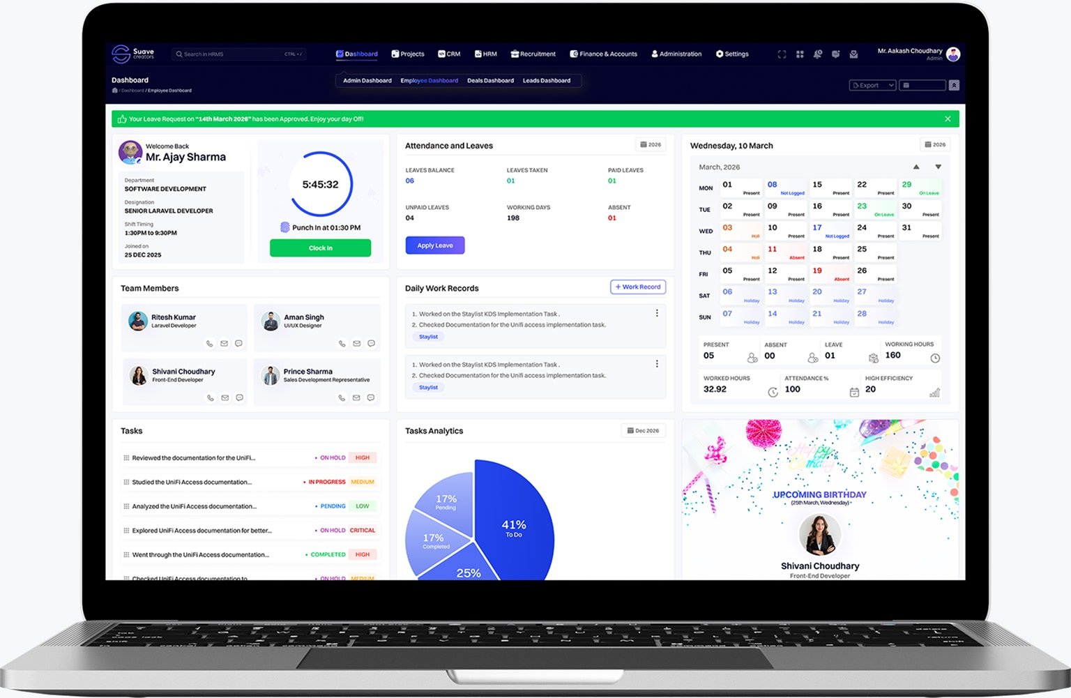 Suave CRM dashboard preview
