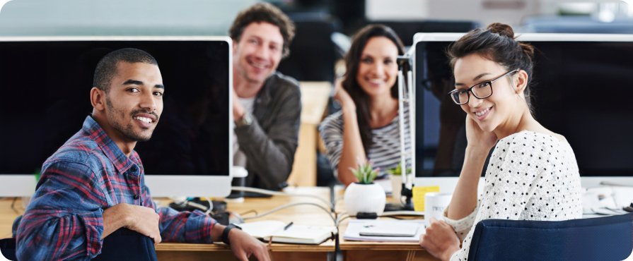 Team collaborating in modern office for Suave CRM workspace